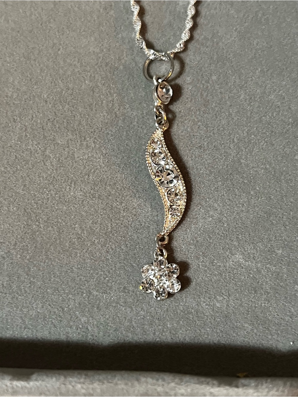 Silver-Tone Crystal Drop Necklace